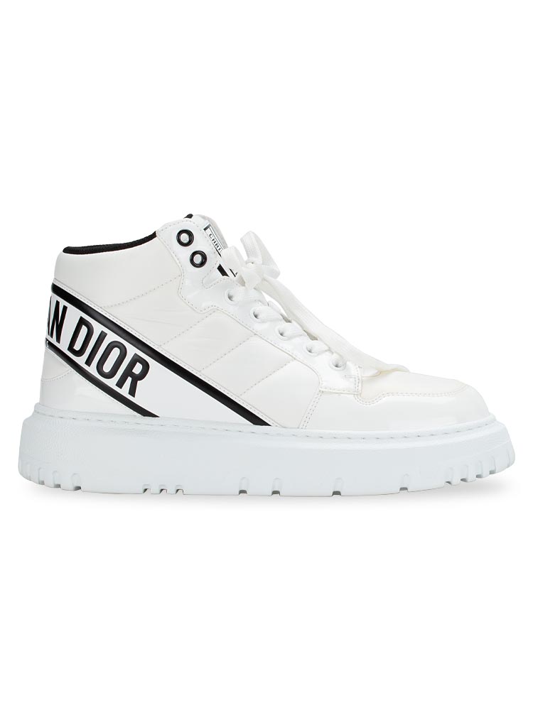 Nylon Fabric D-Player High Top Sneakers White Black Sz 36.5