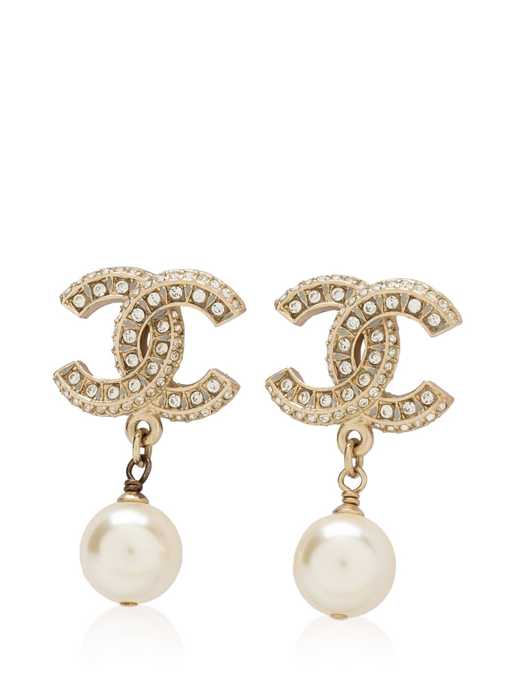 Pearl CC Drop Earrings Gold