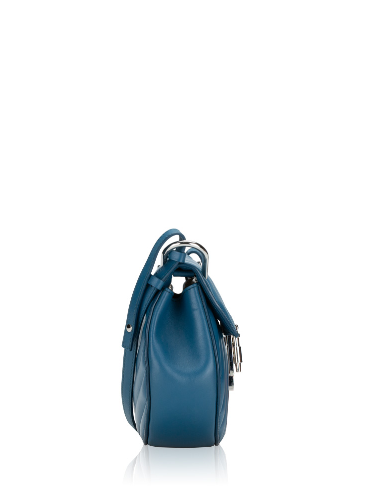 Calfskin Quilted Drew Bijou Mini Shoulder Bag Blue