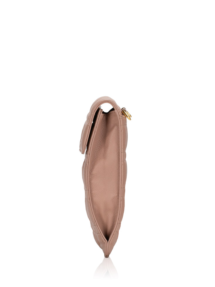 Grained Calfskin Cannage Caro Phone Crossbody Blush Powder
