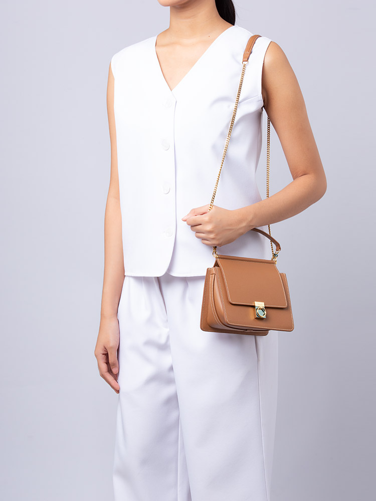 Calfskin Numéro Sept Mini Camel