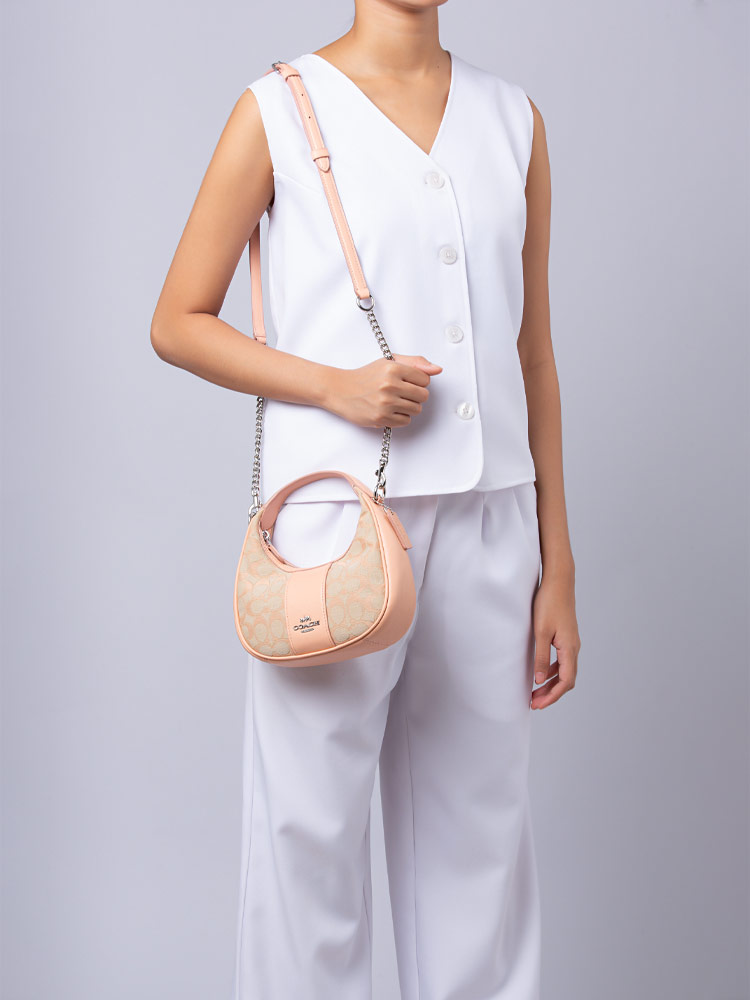 CT773 Signature Jacquard Carmen Mini Crossbody Faded Blush