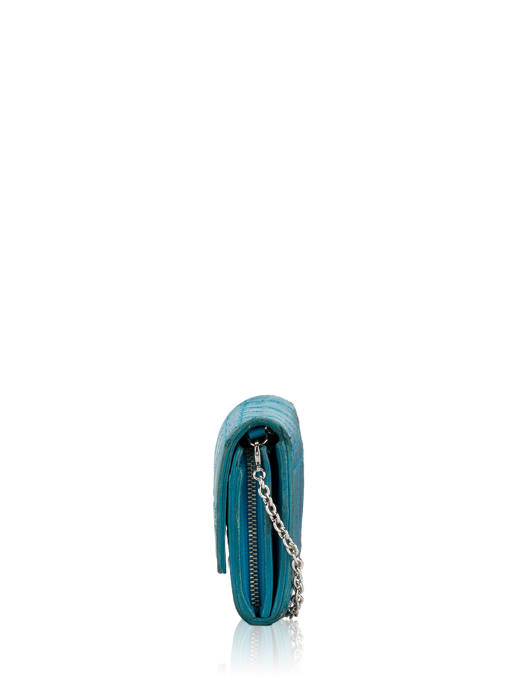 Lambskin Cannage Lady Dior Rendezvous Chain Wallet Turquoise