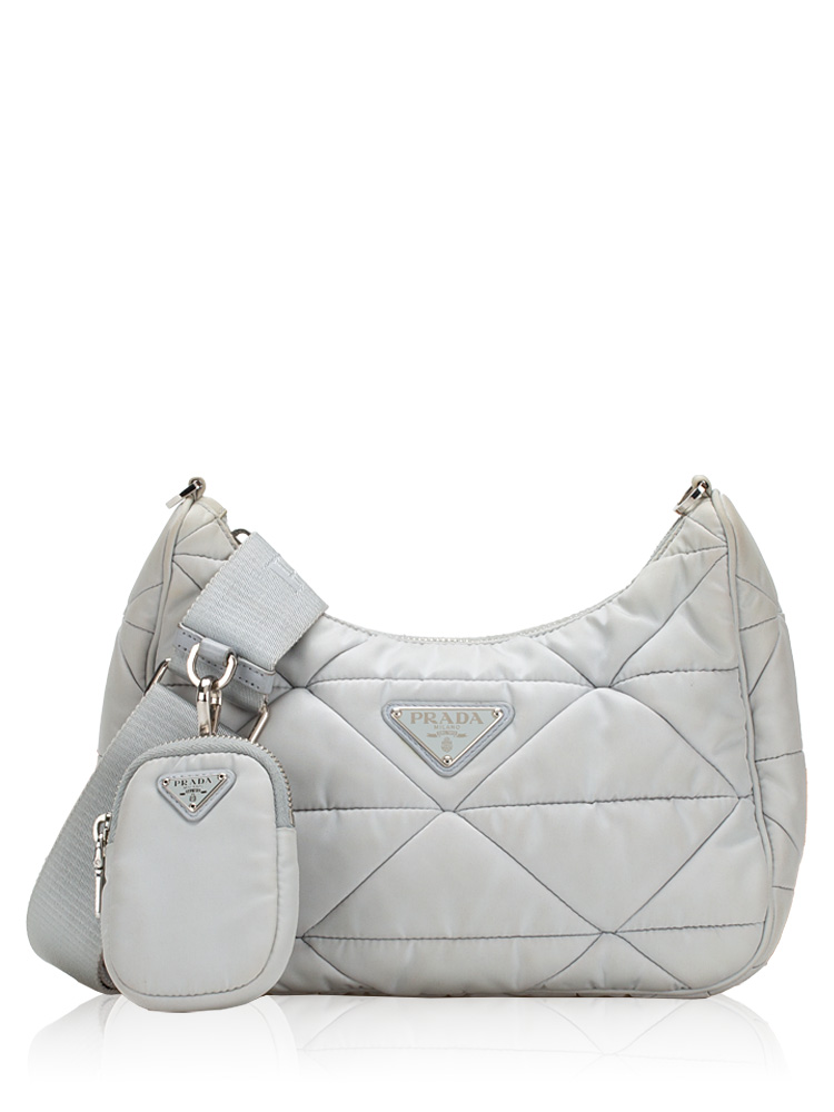 1BC151 Re-Nylon Quilted Padded Multi Pochette Crossbody Fiordaliso