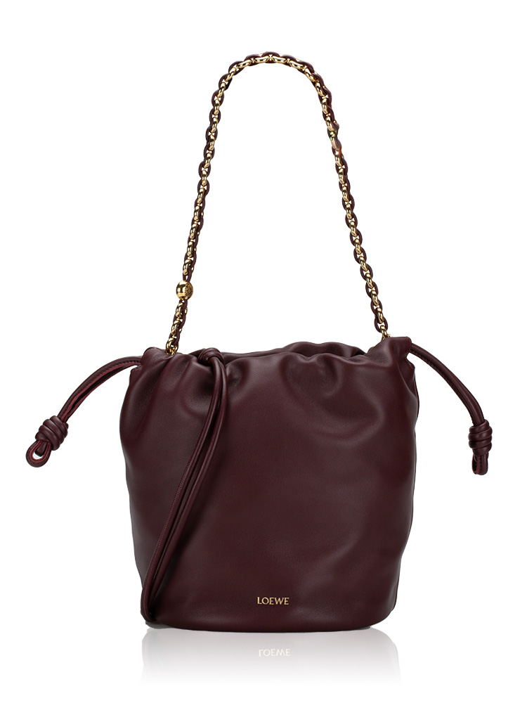 Mellow Nappa Lambskin Flamenco Bucket Bag Dark Burgundy