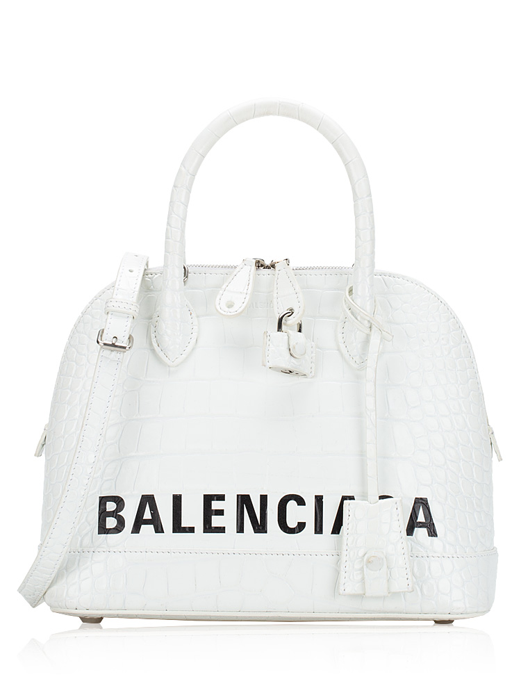Croco Effect Ville Small Top Handle Bag White