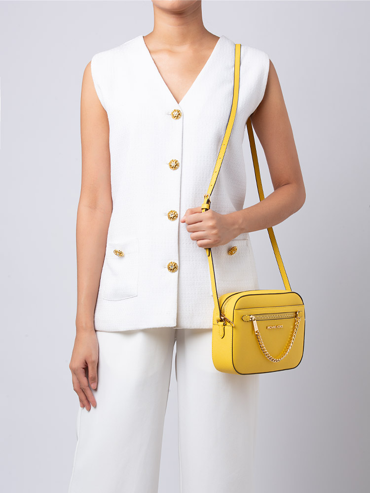 Jet Set Item Large East West Zip Chain Crossbody Golden Yellow