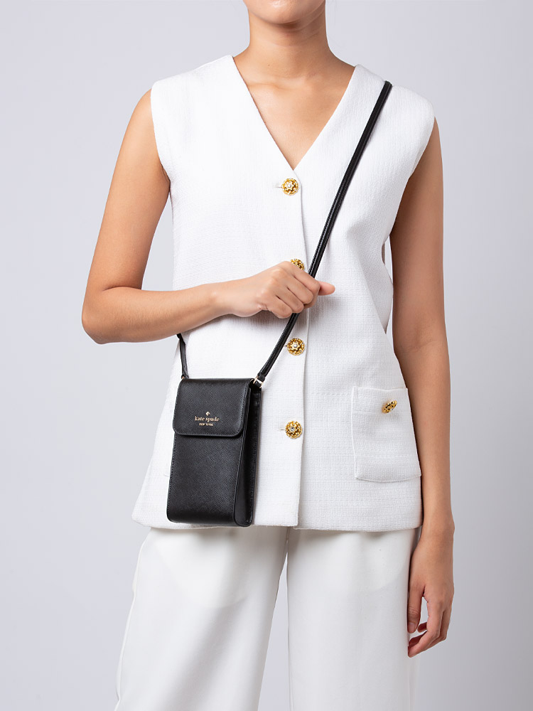 Madison North South Flap Phone Crossbody Black