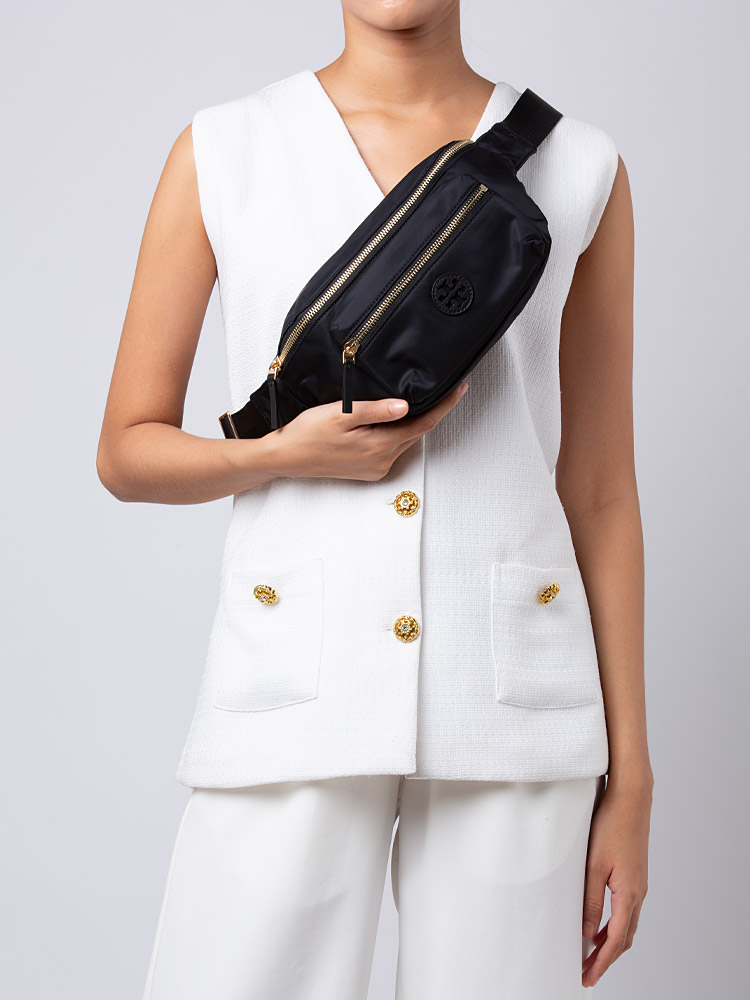 Nylon Belt Bag Black Gold