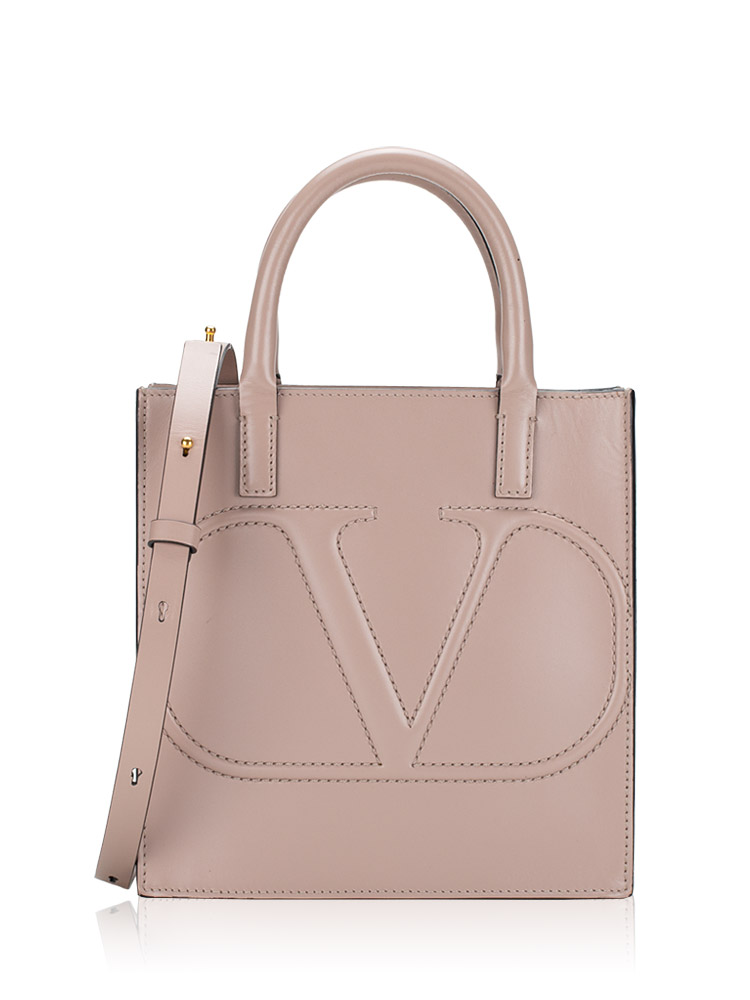 Calfskin VLogo Walk Small Tote Poudre