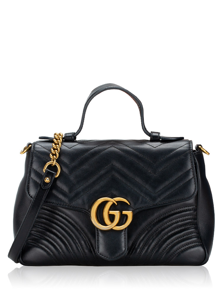 GG Marmont Matelasse Small Top Handle Bag Black