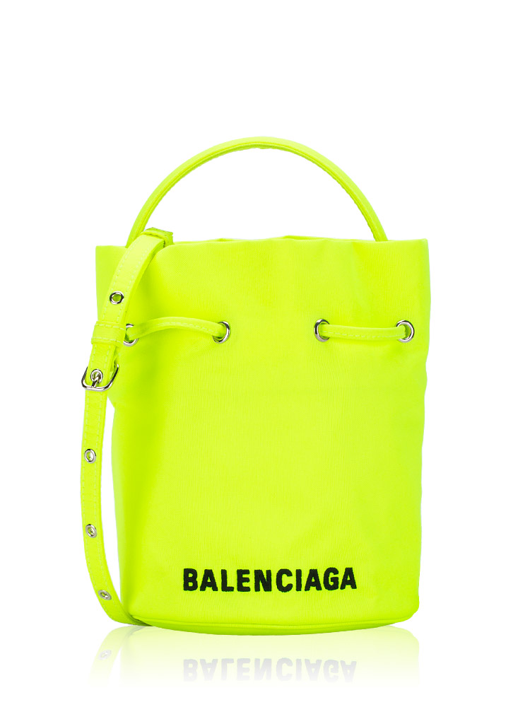 Nylon Logo Wheel Bucket Bag Neon Yellow