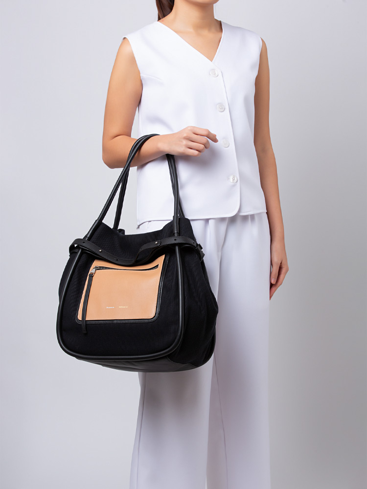 Canvas Inside Out Tote Black Butter Rum