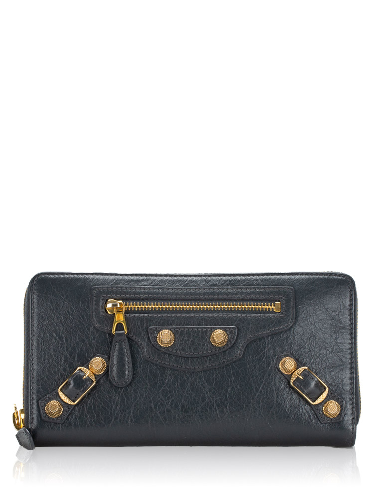 Giant Gold Zip Wallet Gris Fossile