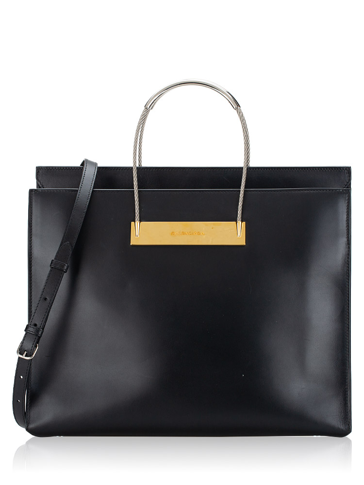Soft Calfskin Cable Medium Shopper Black