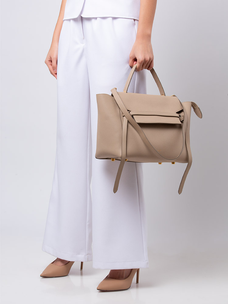 Grained Calfskin Mini Belt Bag Light Taupe