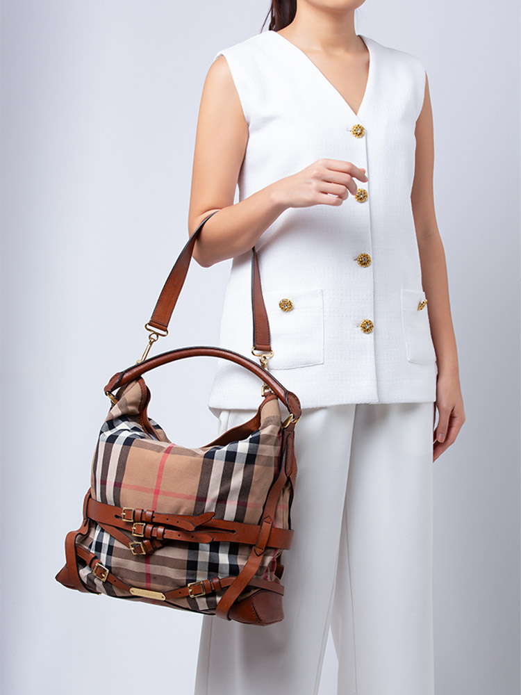 House Check Bridle Gosford Medium Hobo Dark Tan