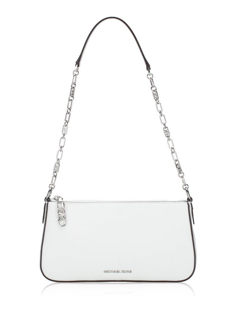 Empire Leather Medium Chain Pochette Optic White