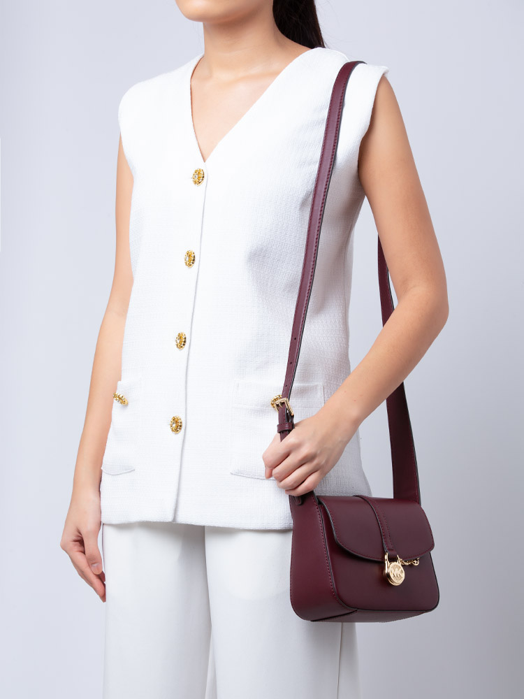 Lyra Leather Small Flap Crossbody Oxblood