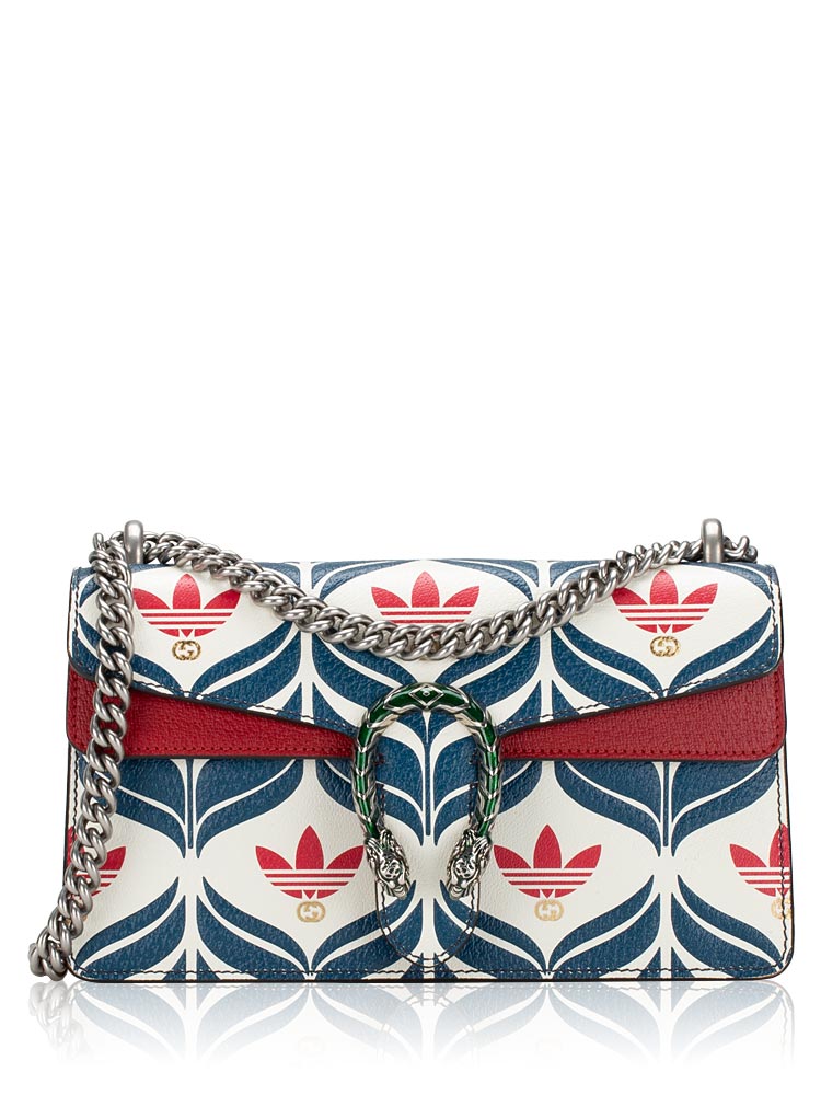 X Adidas Calfskin Crystal Dionysus Small Shoulder Bag Blue White Hibiscus Red
