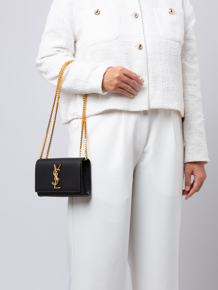Grain De Poudre Monogram Kate Small Shoulder Bag Black
