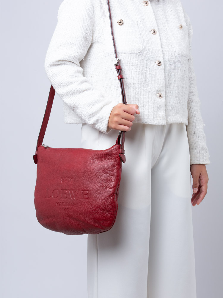 Calfskin Heritage Logo Messenger Red