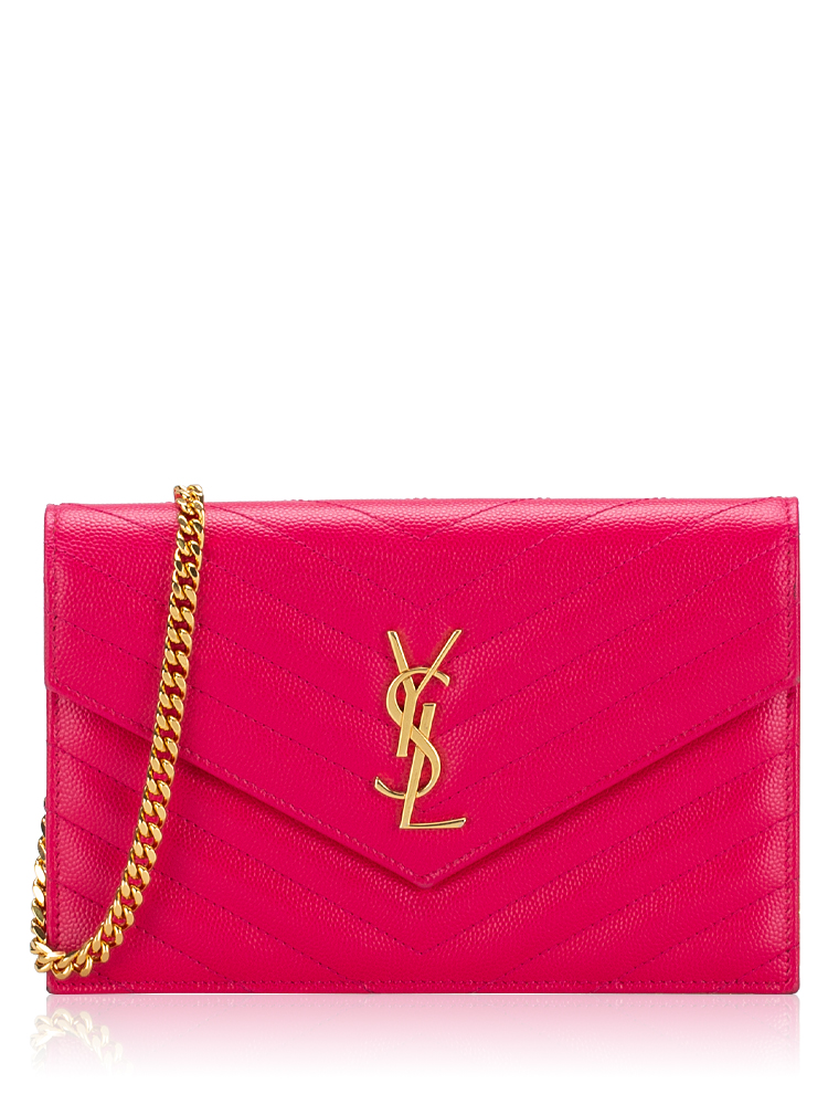 Grain De Poudre Matelasse Monogram 19cm Chain Wallet Bubblegum