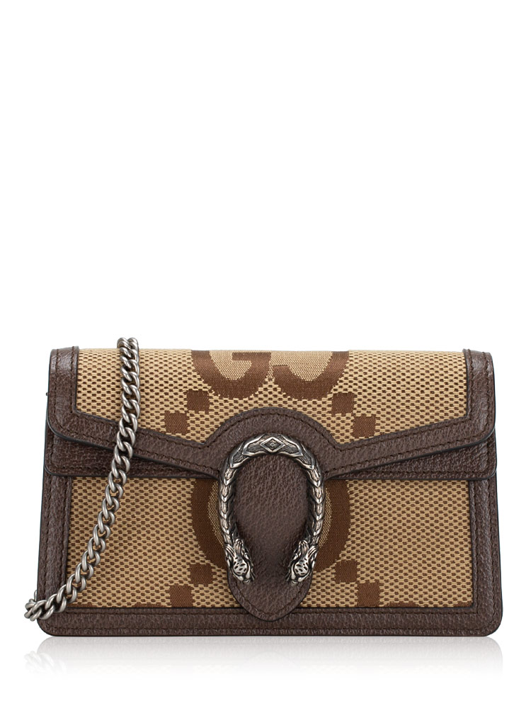 Jumbo GG Dionysus Super Mini Flap Shoulder Bag Camel Ebony New Acero
