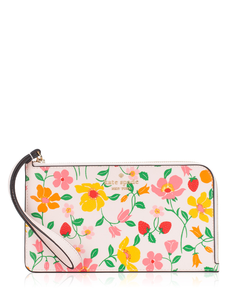 Lucy Strawberry Garden Medium L-Zip Wristlet Pink Multi