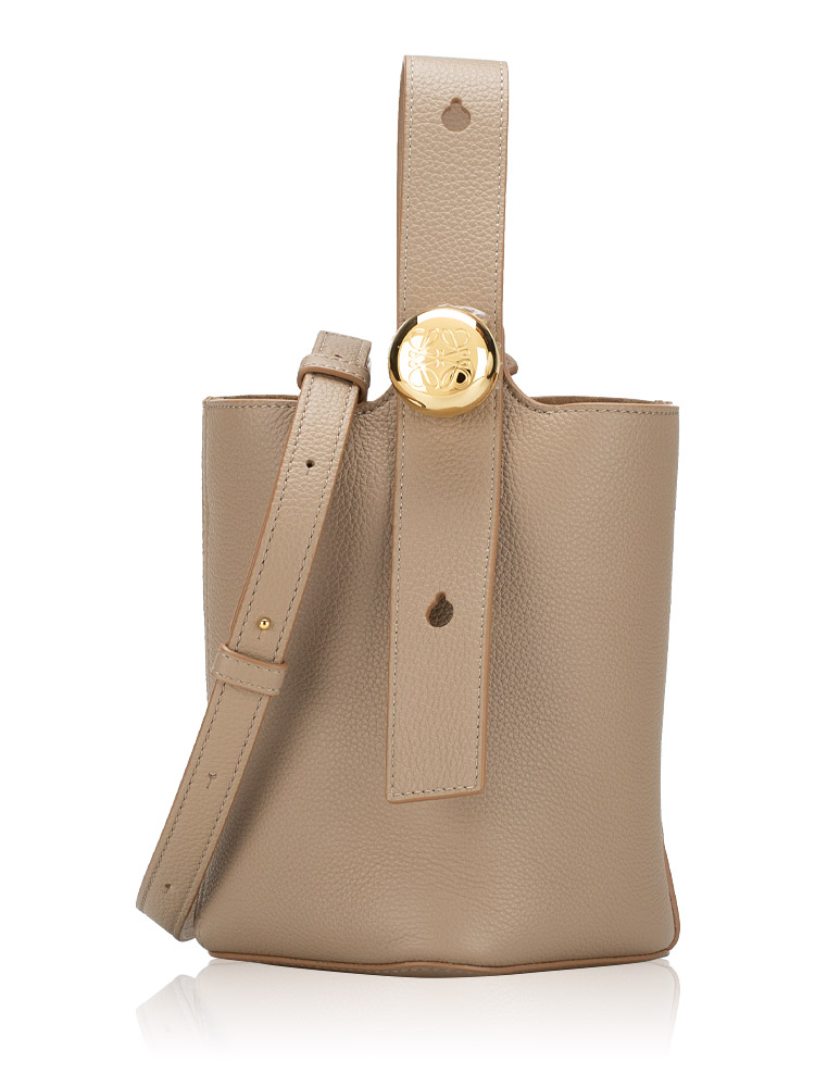Calfskin Pebble Mini Bucket Bag Sand
