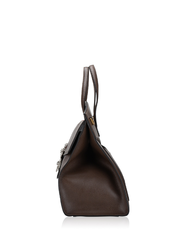 Grained Calfskin Web Butterfly Totem Large Tote Brown