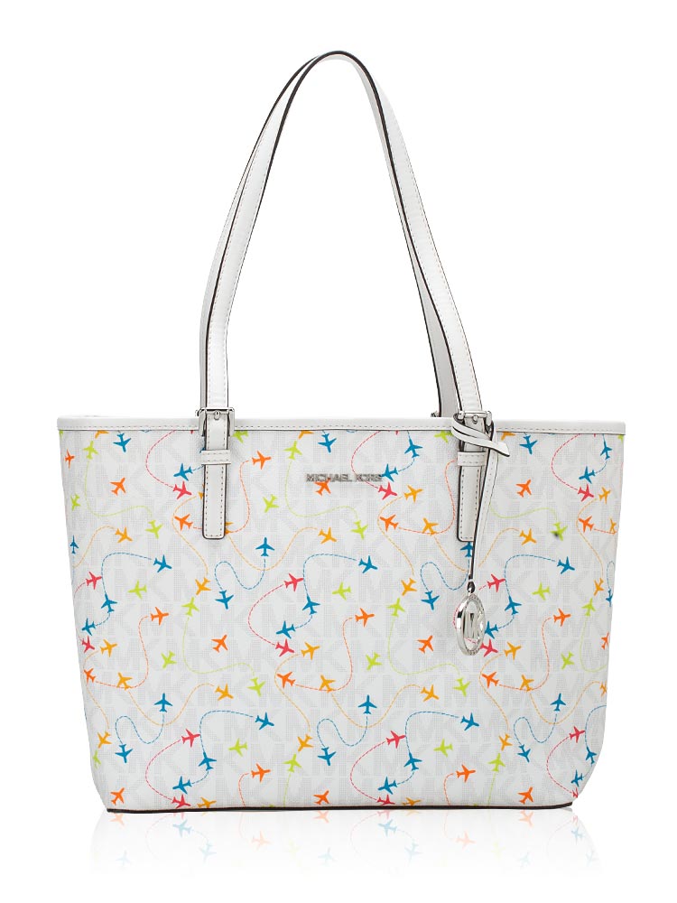 Jet Set Airplane Medium Tote Optic White Multi