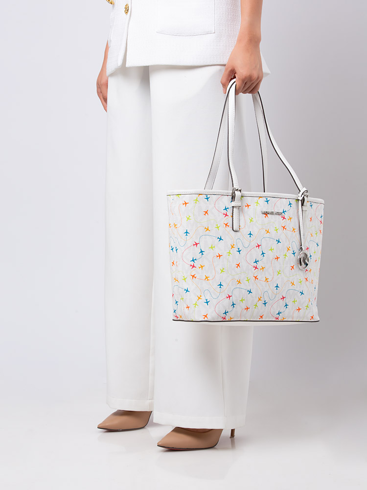 Jet Set Airplane Medium Tote Optic White Multi