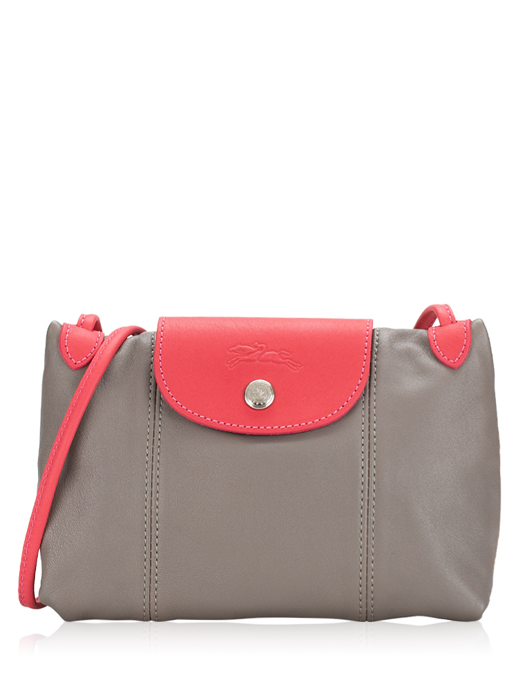 Le Pliage Cuir Crossbody Grey Pink