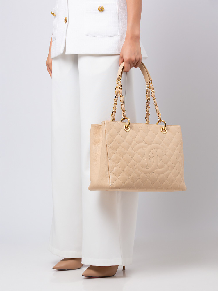 Caviar Grand Shopping Tote GST Beige Clair