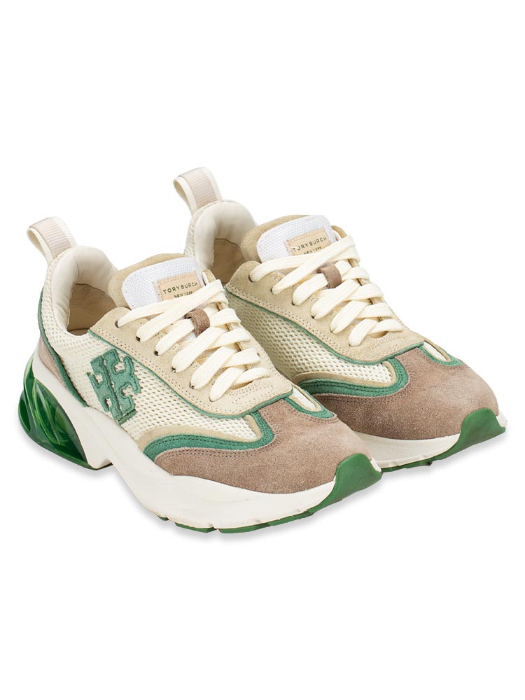 Good Luck Bubble Sneaker New Ivory Green Cerbiatto Sz 8