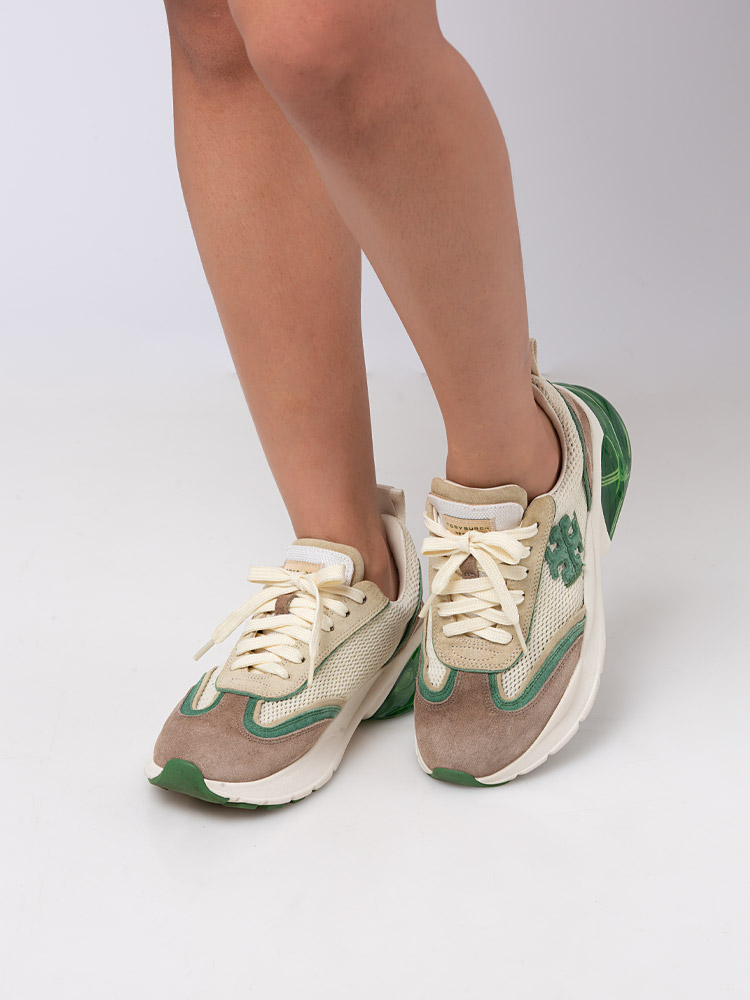 Good Luck Bubble Sneaker New Ivory Green Cerbiatto Sz 8