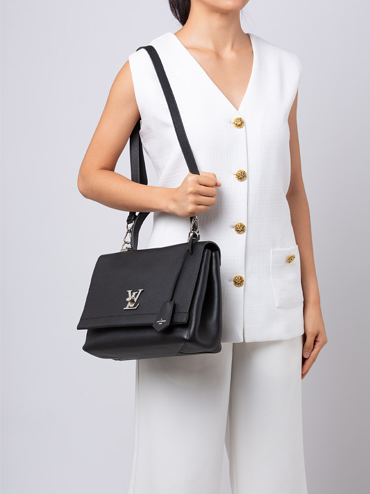 Calfskin Lockme II Top Handle Noir