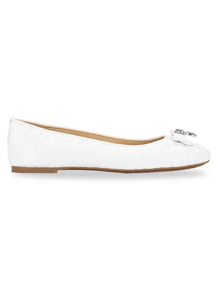 Signature Embossed Honey Ballet Flat Optic White Sz 5.5