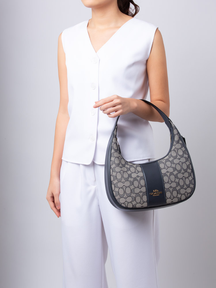 CV001 Signature Jacquard Carmen Shoulder Bag Midnight Navy