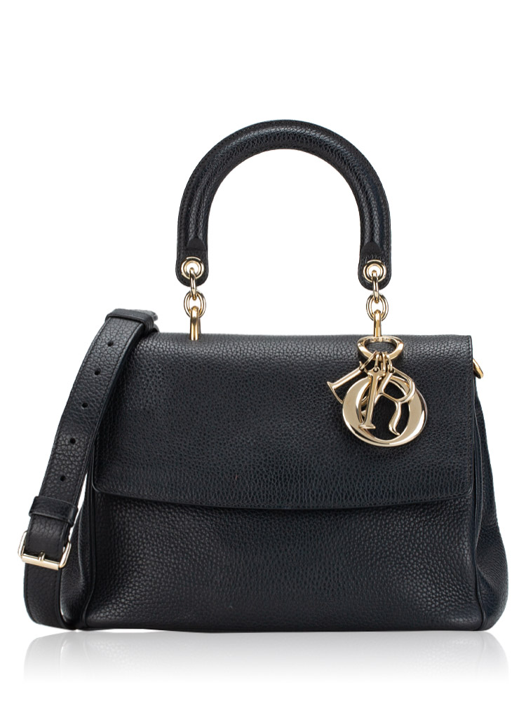  Pebbled Calfskin Be Dior Small Flap Shoulder Bag Black