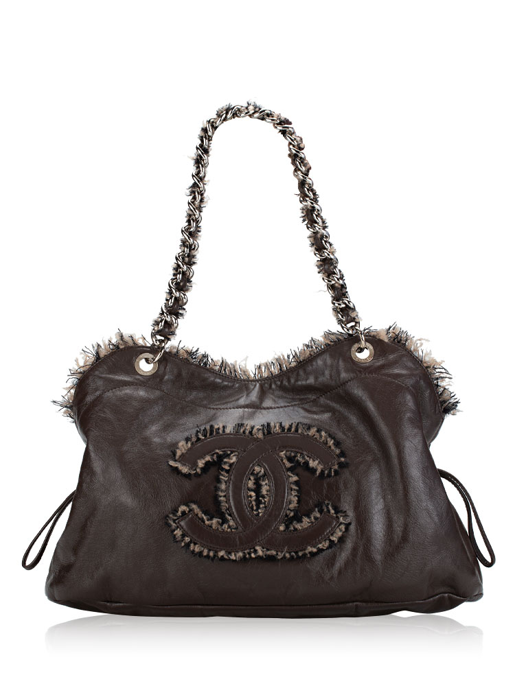 Tweed Drawstring Tweedy Tote Brown