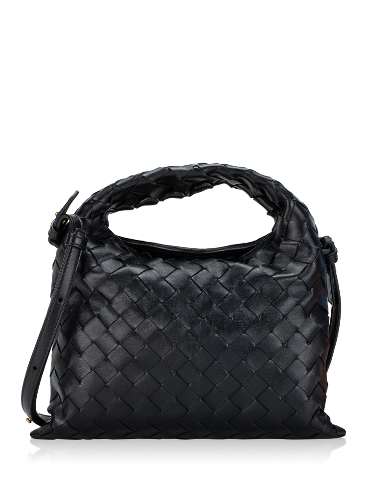 Nappa Intrecciato Hop Mini Shoulder Bag Black