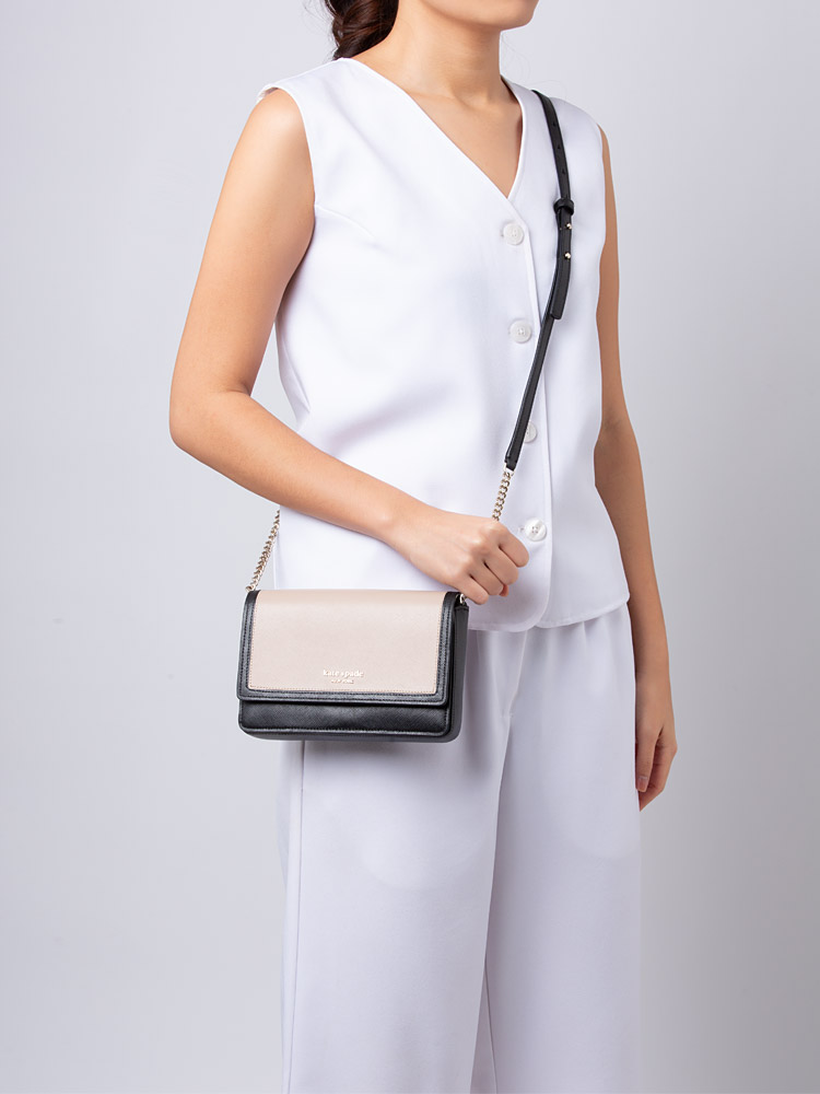 Morgan Flap Chain Wallet Warm Beige Multi