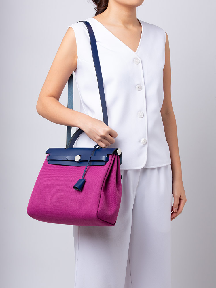  Toile Vache Hunter Herbag Zip Retourne 31 PM Rose Poupre Bleu Saphir