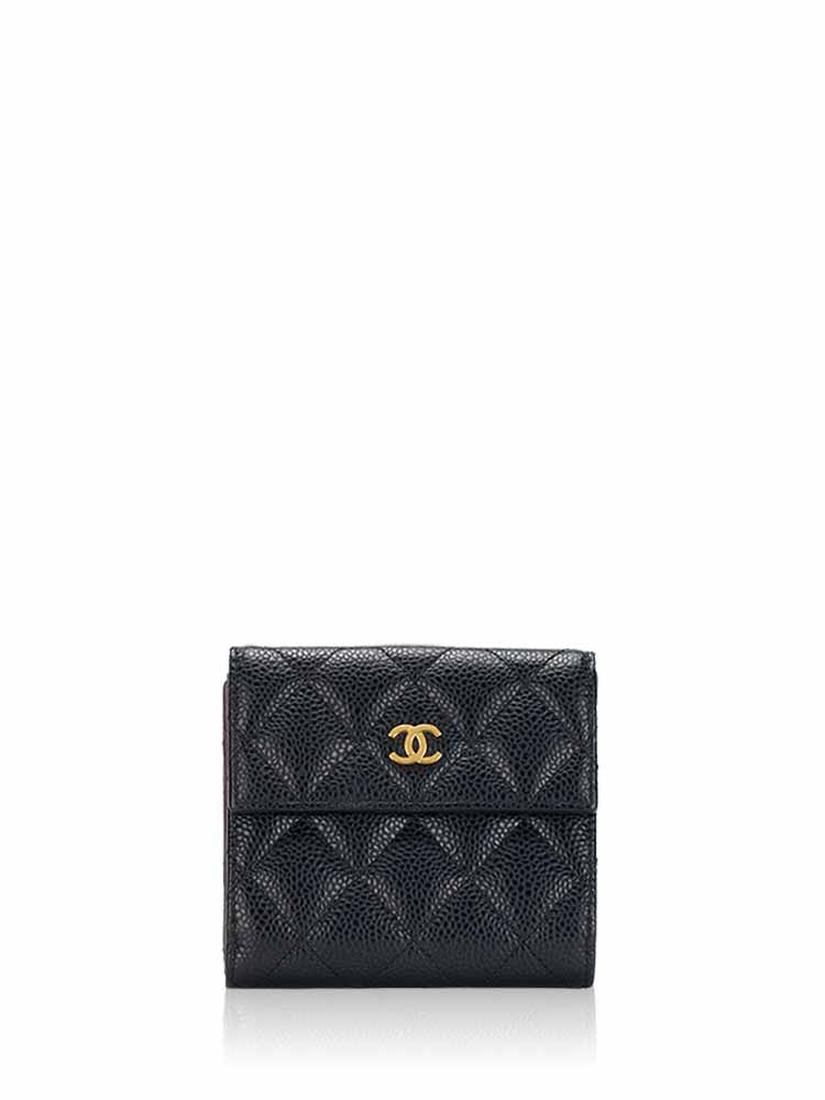 Caviar Compact French Wallet Black