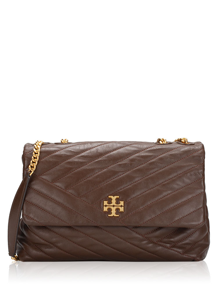 Kira Chevron Convertible Shoulder Bag Fudge Rolled Brass