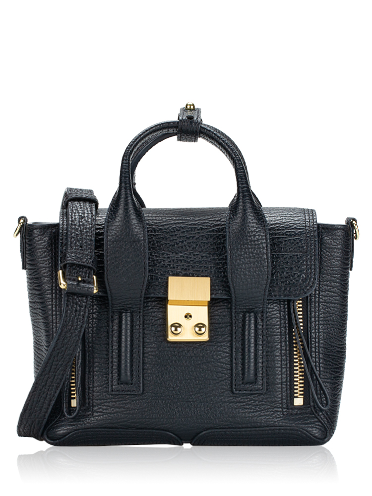 3.1 Textured Calfskin Mini Pashli Black