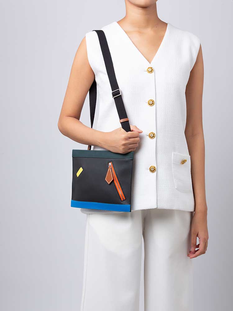 Barenia Swift Colormatic Horizontal Crossbody Black Multicolor