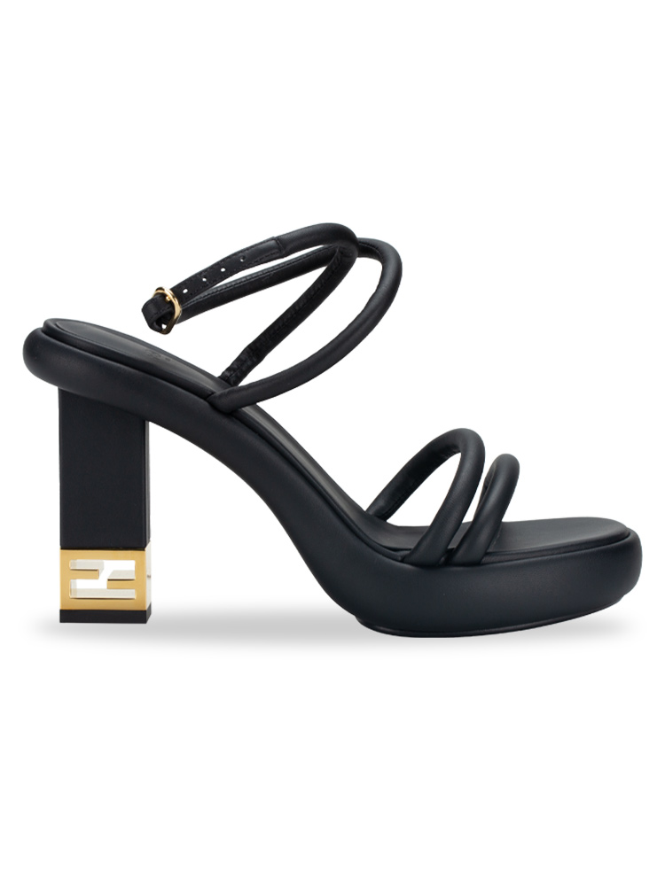 Nappa Baguette Ankle Strap Platform Sandals Black Sz 38